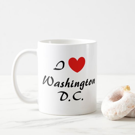 Mug I Love Washington, D.C. Typographie cardiaque Coff (Avec donut)
