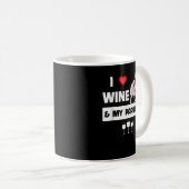 Mug I Love Wine and My Papillon Maman Papa Chien Boire (Devant droit)