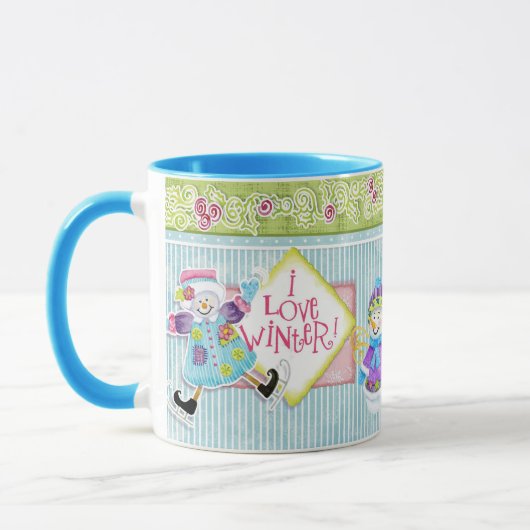 Mug I Love Winter Snowmen Whimsical Coffee Cup (Gauche)