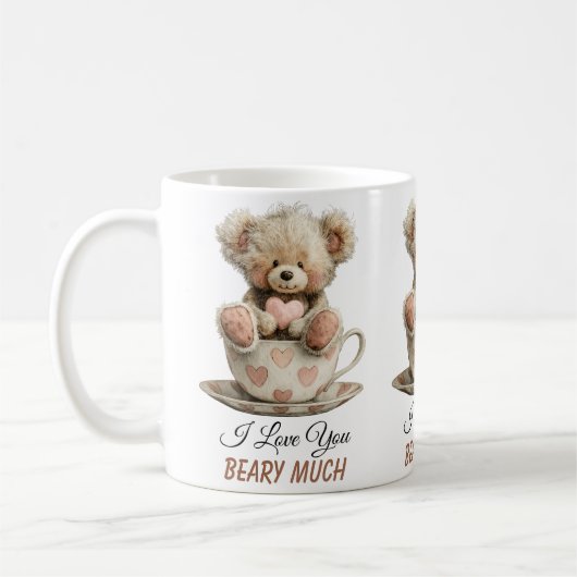 Mug I Love You Beary Much In Cup Postcard (Gauche)