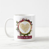 Mug I Love You Fancy Golden Heart with Floral Frame (Gauche)