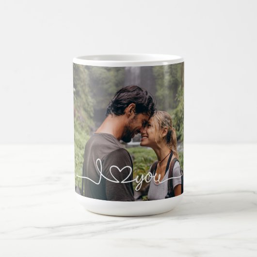 Mug I Love You in White Script with Heart Custom (Centre)