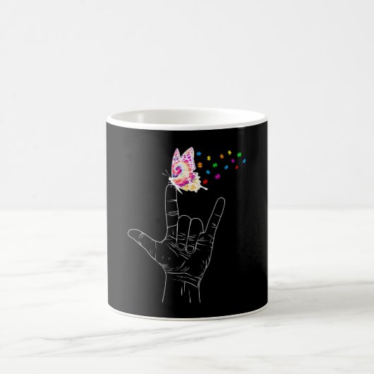 Mug I Love You Main Sign Language Butterfly Autism Awa (Centre)