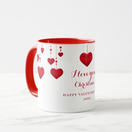 Mug I Love You Red Hearts Personnalisé Saint Valentin (Devant gauche)