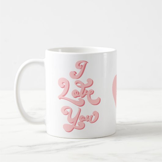 Mug I Love You Valentine's Day Cup Retro Pink (Gauche)