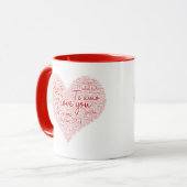 Mug I Love You Word Cloud Coeur rouge Saint Valentin (Devant gauche)