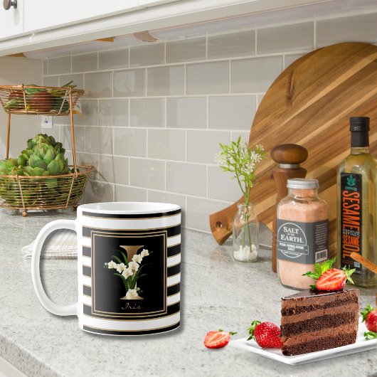 Mug I Monogramme Floral Or | Blancs noirs