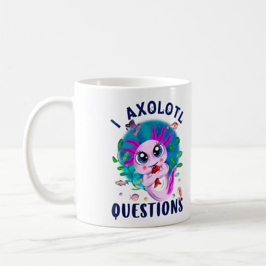 Mug I Questions Axolotl, Axolotl Kawaii Pink (Gauche)