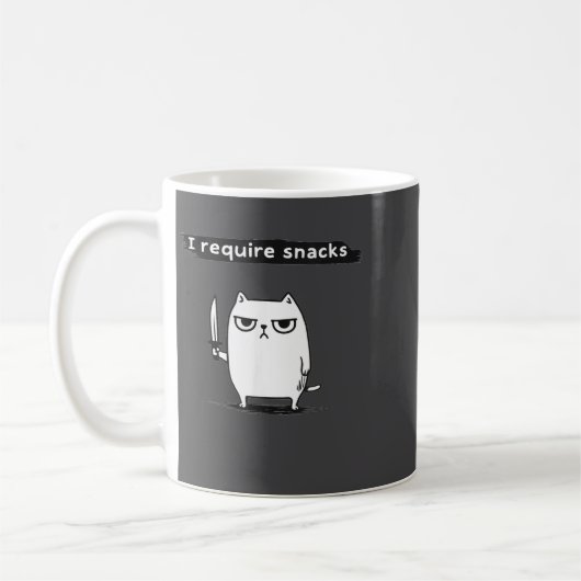 Mug I Require Snacks Angry Cat Funny Meme  (Gauche)