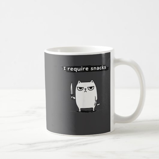 Mug I Require Snacks Angry Cat Funny Meme (Droite)