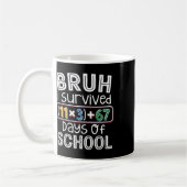 Mug I Survived 100 Days School Bruh Math Equation 100  (Gauche)