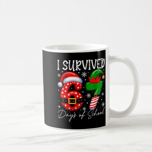 Mug I Survived 67 Day Of School Funny 67 Xmas Santa El (Droite)