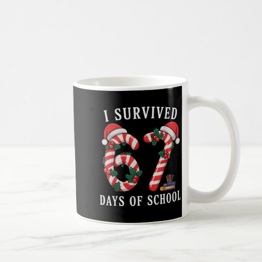 Mug I Survived 67 Days Of School Christmas Candy Cane (Droite)