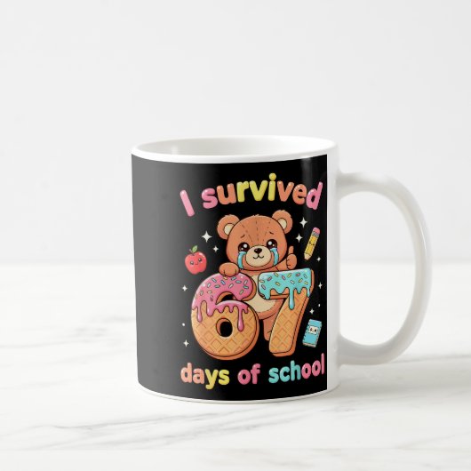 Mug I Survived 67 Days Of School Funny Teddy Bear Six (Droite)
