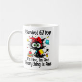 Mug I Survived 67 Days Of School Teacher Students Cat (Gauche)