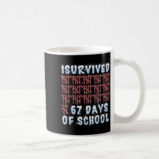 Mug I Survived 67 Days Of School Xmas Candy Cane Tally (Droite)