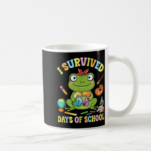 Mug I Survived Six Seven Days Of School Cute Frog Stud (Droite)
