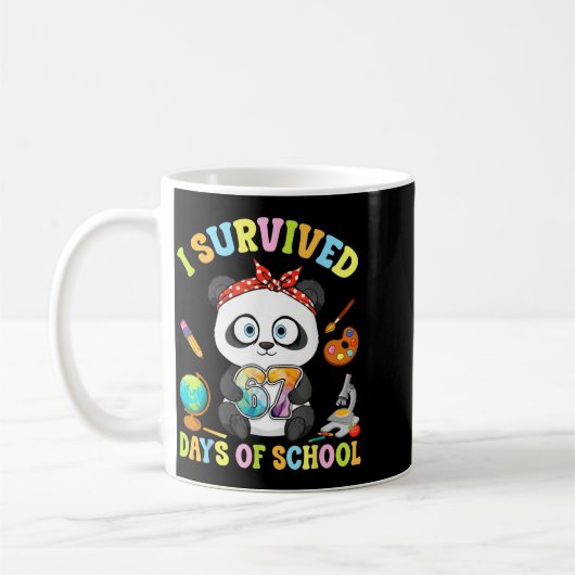 Mug I Survived Six Seven Days Of School Cute Panda Stu (Gauche)