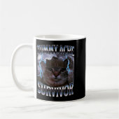 Mug I Survived Today's Tummy Ache Funny Silly Cat Meme (Gauche)