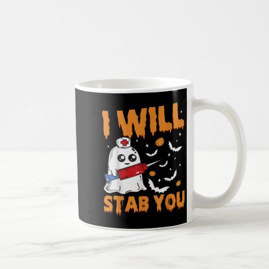 Mug I Will Stab You Ghost Nurse Retro Funny Halloween (Droite)