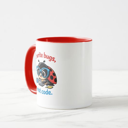 Mug I write bugs, not code. (Devant gauche)