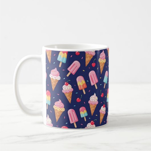 Mug Ice cream, popsicles and cherries pattern (Gauche)