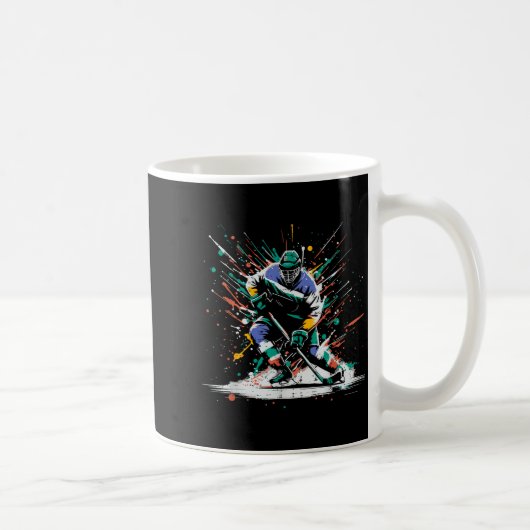 Mug Ice Hockey Player Paint Splatter Art Srts Men Boys (Droite)