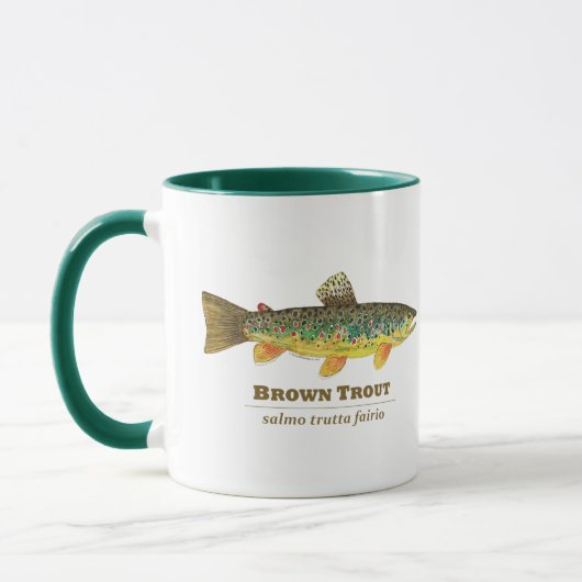 Mug Ichthyologie Brown de la pêche de la truite. Lui,  (Gauche)