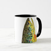 Mug Ichthyologie Brown de truites, pêche, pêche à la m (Devant droit)