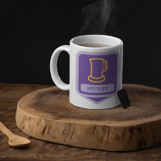 Mug Icône de bouilloires violettes et jaunes modernes