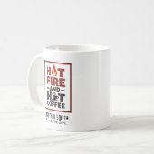 Mug Icône de feu au texte rouge et noir de pompier uni (Devant gauche)