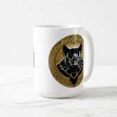 Mug Icône de la Panthère noire avec fond géométrique d (Devant droit)