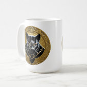 Mug Icône de la Panthère noire avec fond géométrique d (Devant gauche)