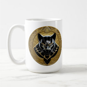 Mug Icône de la Panthère noire avec fond géométrique d