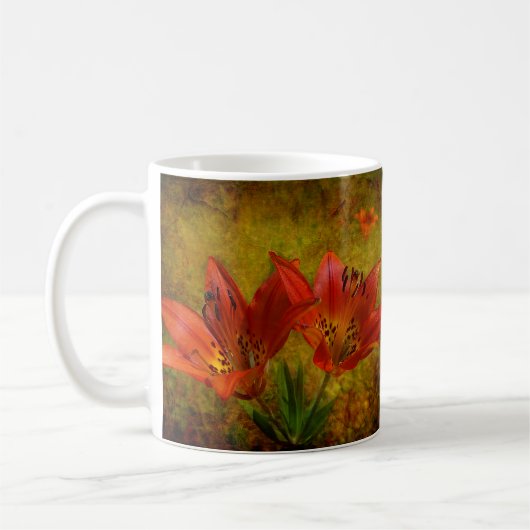 Mug Icône Lily de l'Ouest rouge des Prairies texturée (Gauche)