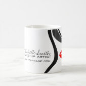 Mug Icône maquillage Femme visage en noir blanc rouge  (Centre)