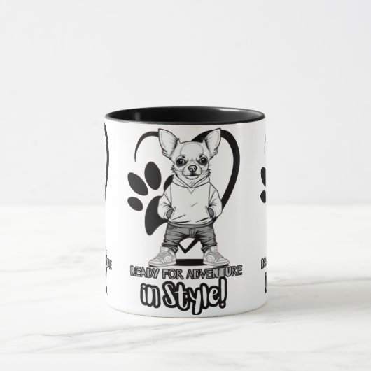 Mug Icône Mini Style : Chihuahua en Basket (Centre)