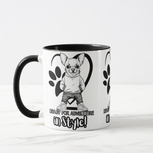 Mug Icône Mini Style : Chihuahua en Basket (Gauche)