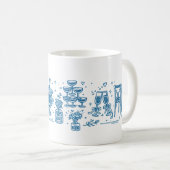 Mug Icônes de collage de célébration de mariage bleu é (Devant droit)