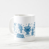 Mug Icônes de collage de célébration de mariage bleu é (Devant gauche)