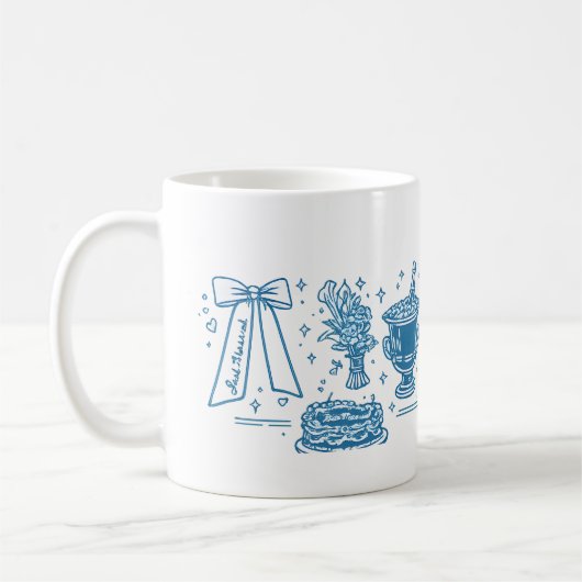Mug Icônes de collage de célébration de mariage bleu é (Gauche)