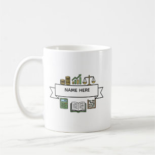 Mug Icônes de comptabilité financière avec nom de comp
