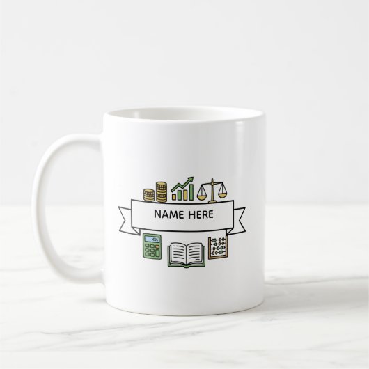 Mug Icônes de comptabilité financière avec nom de comp (Gauche)