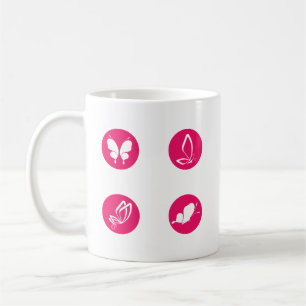 Mug Icônes de papillon rose   Nature minimale mignonne