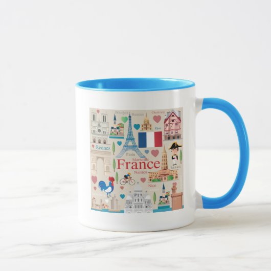 Mug Icônes mignonnes de la France (Droite)