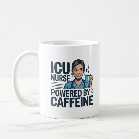 Mug ICU Nurse Powered By Caffeine Funny Nurse Coffee M (Gauche)