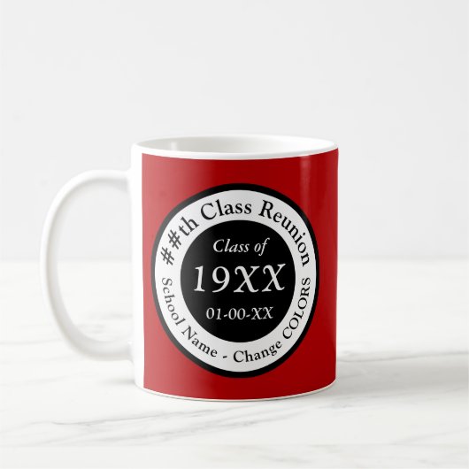 Mug Idées cadeaux de réunion de classe rouge, blanche  (Gauche)