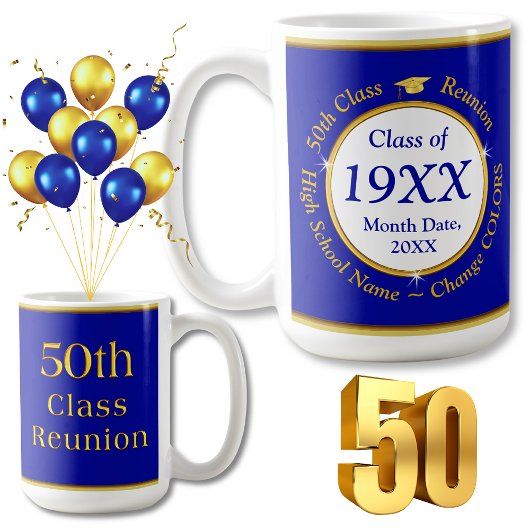 Mug Idées de réunion de classe personnalisées 50 ans,