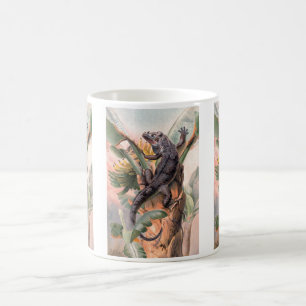 Mug Iguane noir tropical, animal reptile sauvage vinta