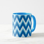 Mug Ikat Chevron Stripes - Cobalt, Sky Blue et White (Devant droit)